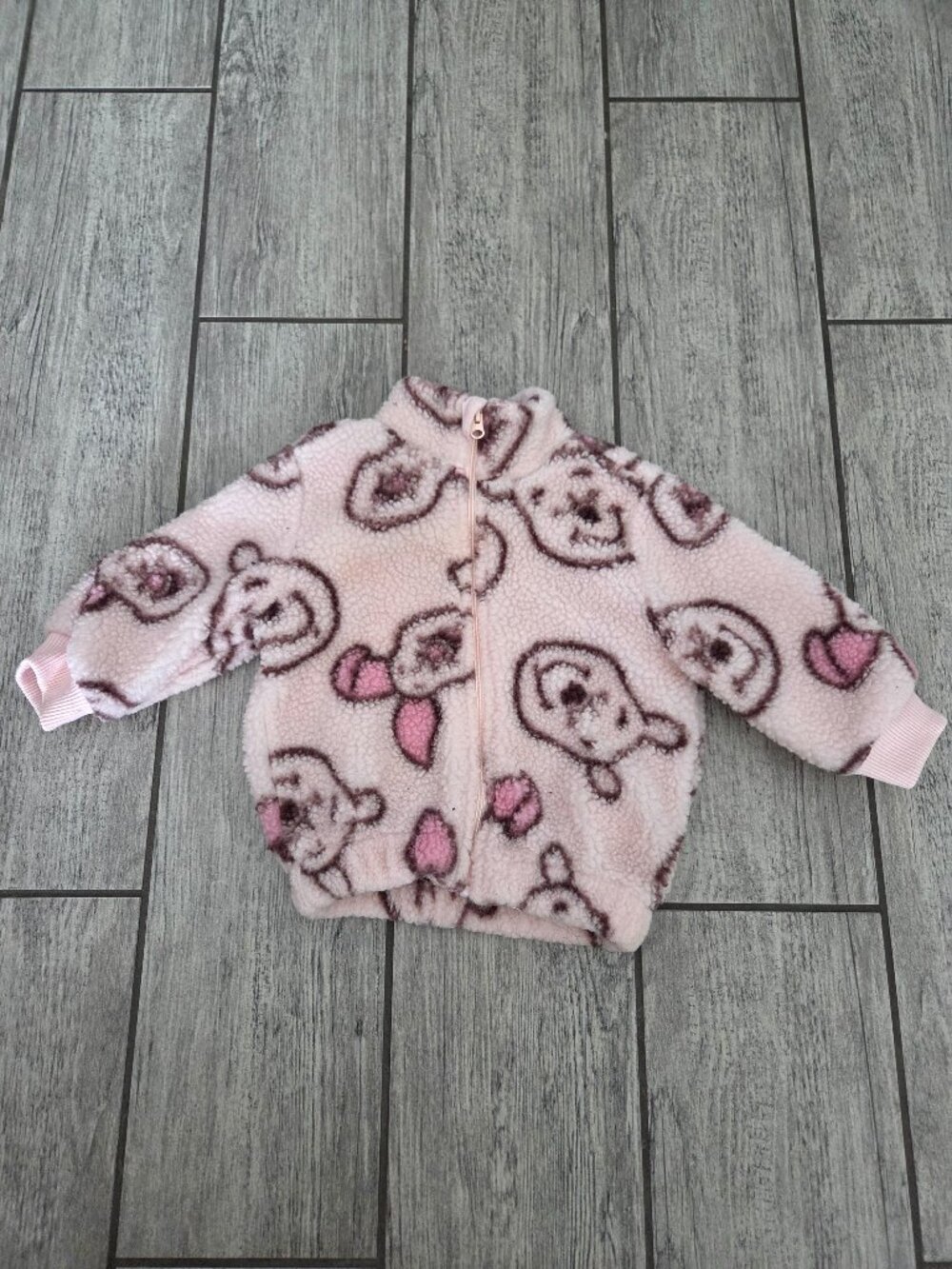 Disney Baby Winnie the Pooh Piglet Pink Sherpa Fleece Zip Jacket 12M